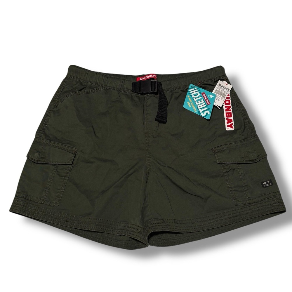 NWT Unionbay Men's Green Cargo Shorts With Belt Size XL 34 x 5.5